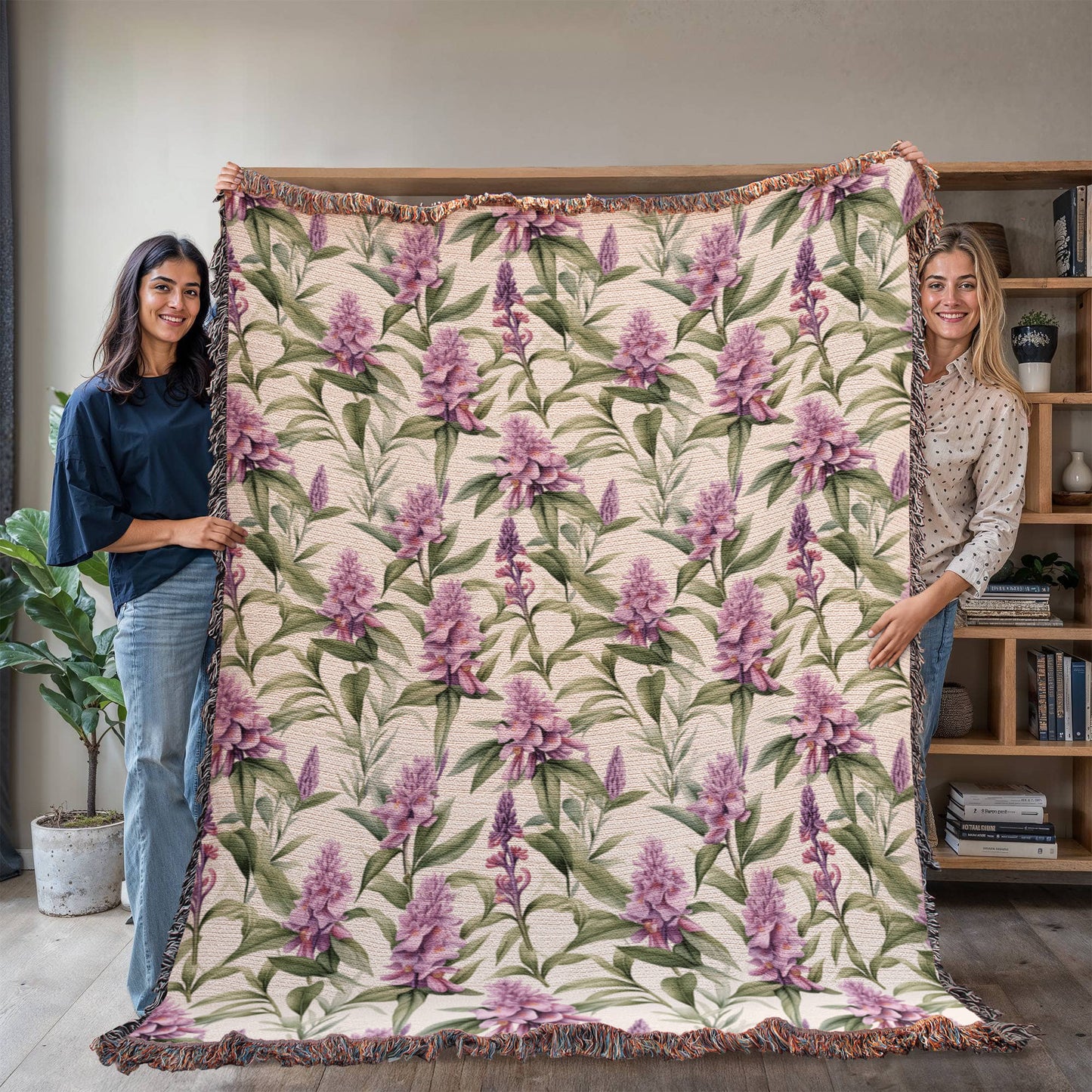 Spring Flowers Pattern 008 - 60" x 80" Heirloom Woven Blanket