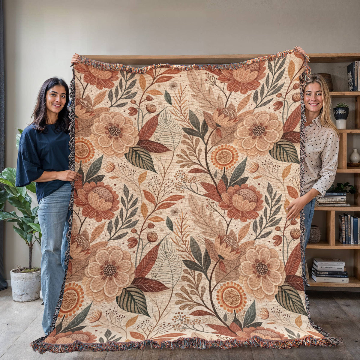 Oversized Floral Pattern 015 - 60" x 80" Heirloom Woven Blanket