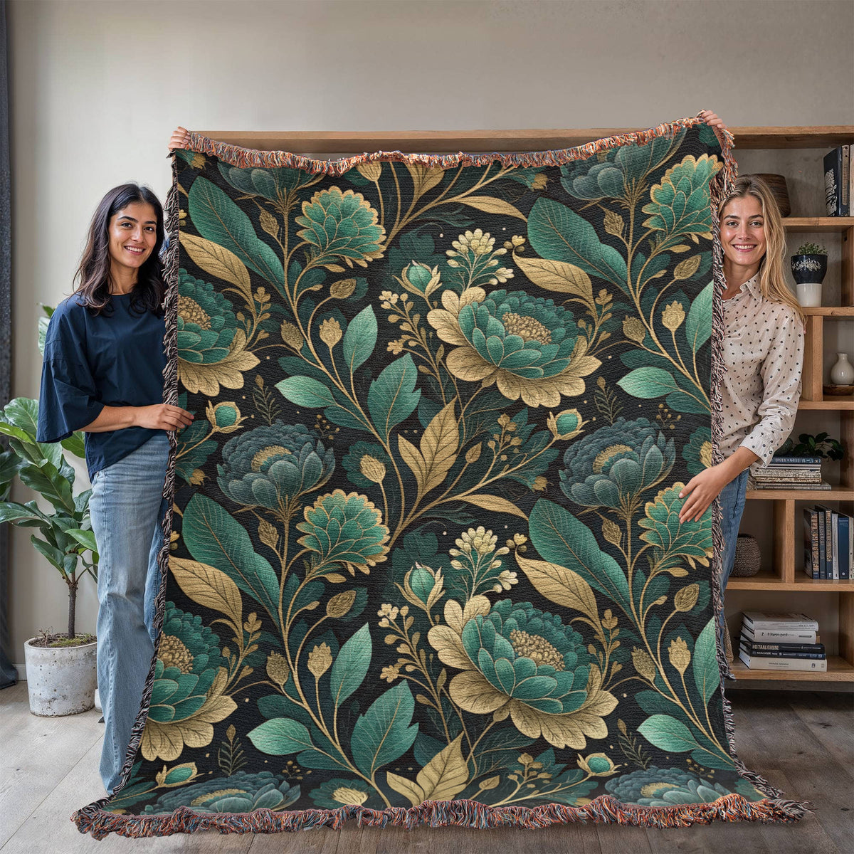 Oversized Floral Pattern 006 - 60" x 80" Heirloom Woven Blanket