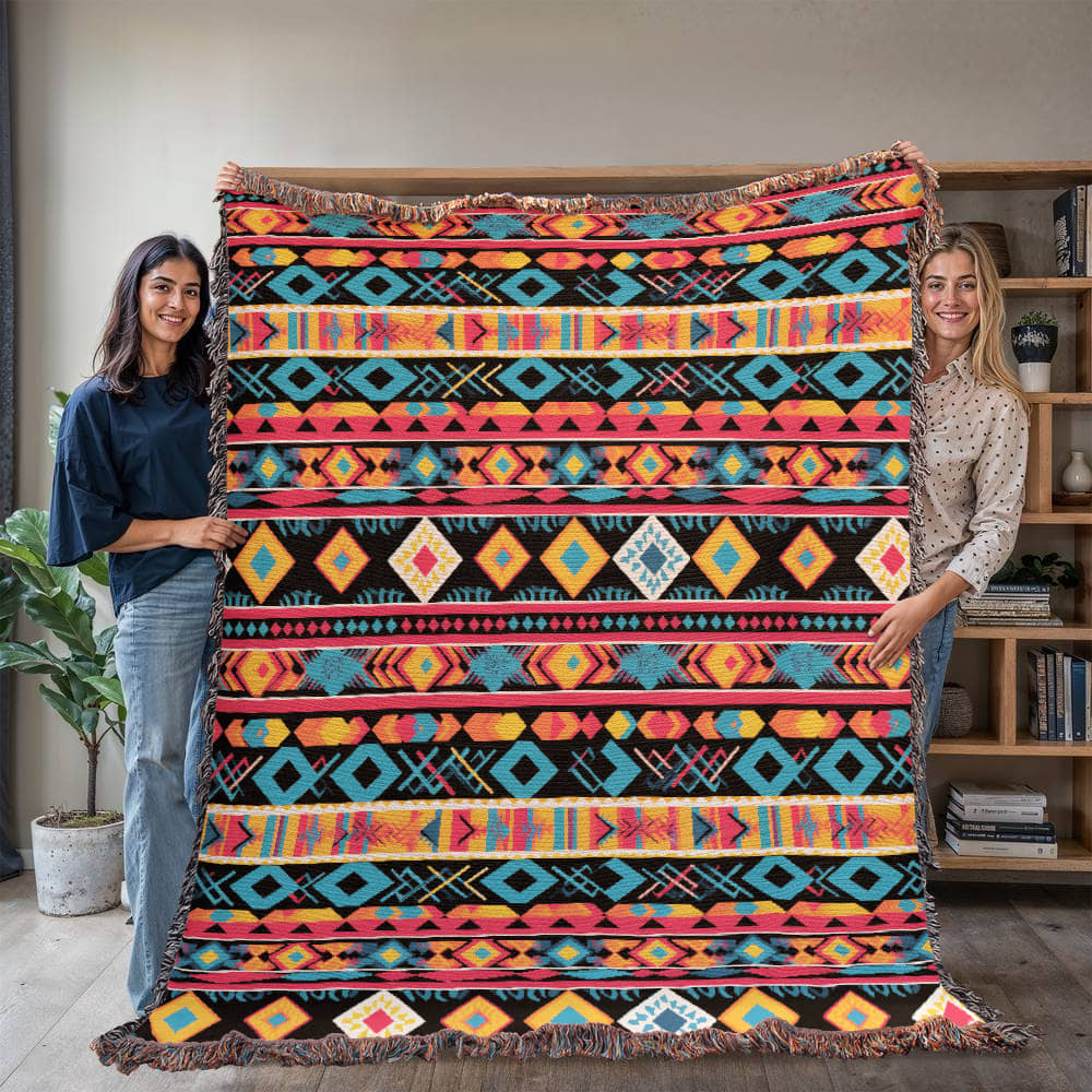 Mexican Textile Pattern 011 - 60" x 80" Heirloom Woven Blanket