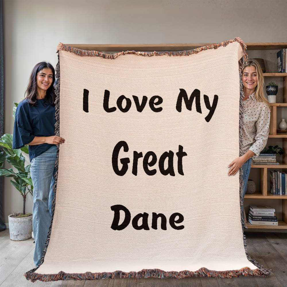 Love My Great Dane v4 - 60" x 80" Heirloom Woven Blanket