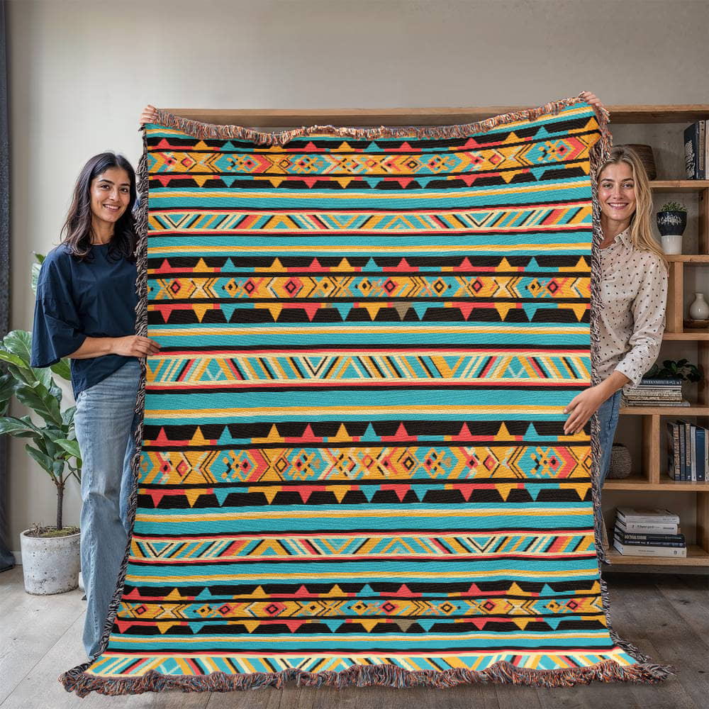 Mexican Textile Pattern 012 - 60" x 80" Heirloom Woven Blanket