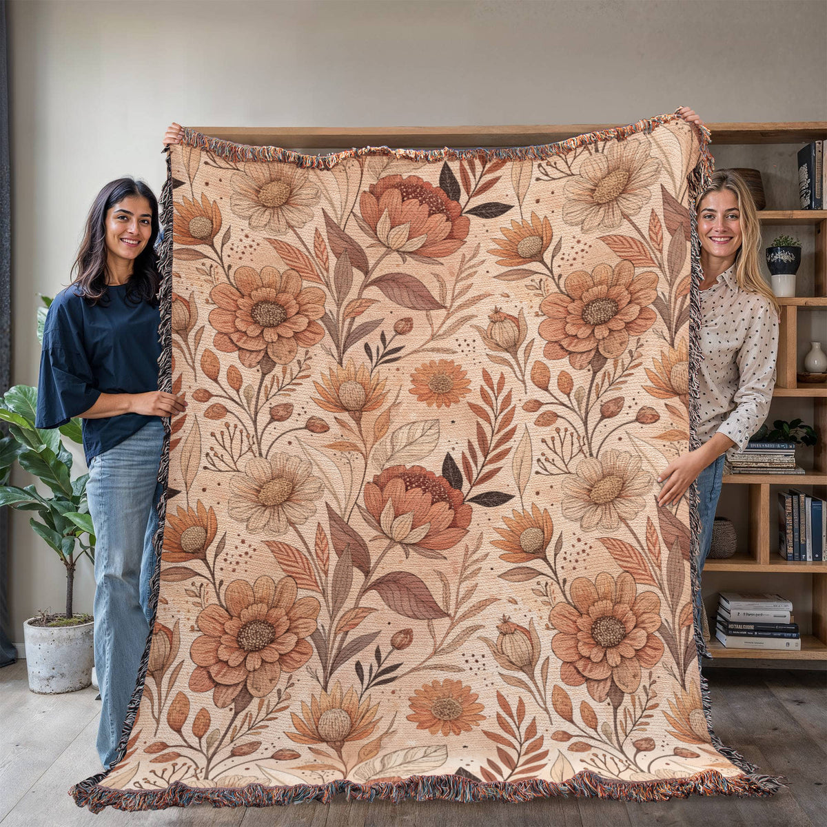Oversized Floral Pattern 013 - 60" x 80" Heirloom Woven Blanket