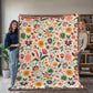 Mexican Floral Fiesta Pattern 015 - 60" x 80" Heirloom Woven Blanket