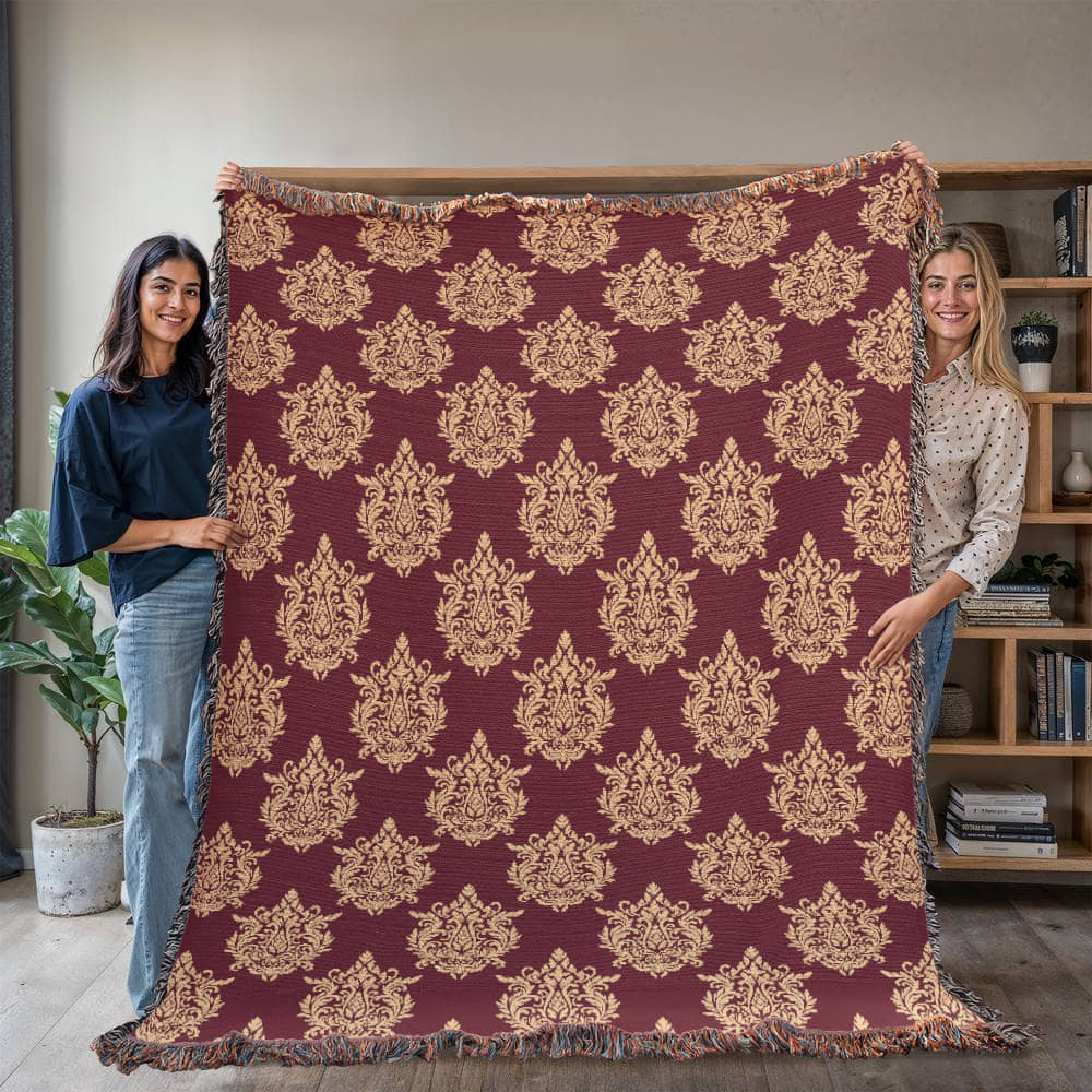 Damask Pattern 013 - 60" x 80" Heirloom Woven Blanket