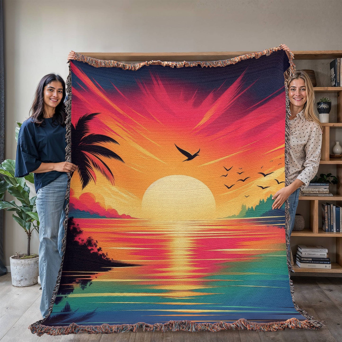 Colorful Sunset 02 - 60" x 80" Heirloom Woven Blanket
