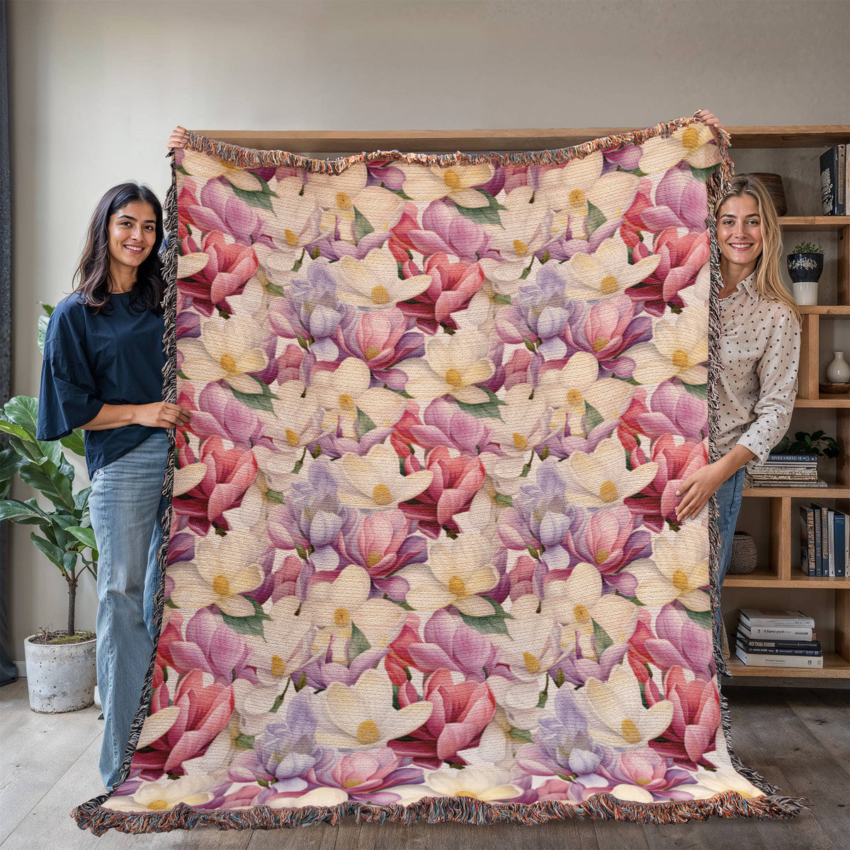 Spring Flowers Pattern 007 - 60" x 80" Heirloom Woven Blanket