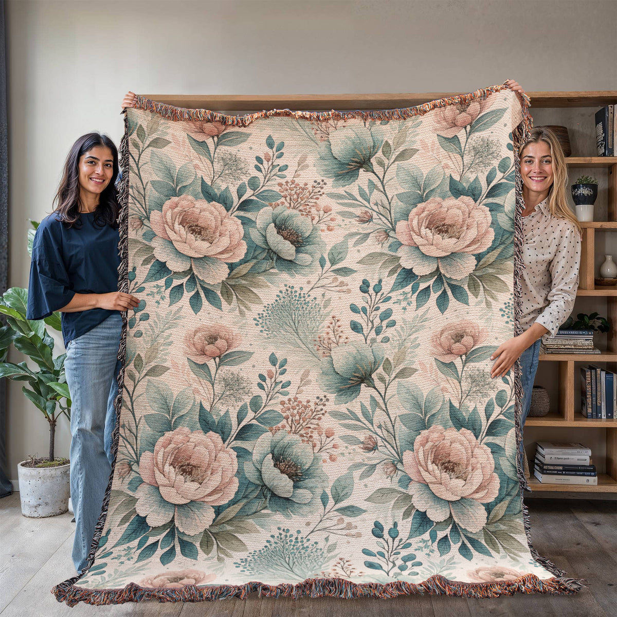 Oversized Floral Pattern 008 - 60" x 80" Heirloom Woven Blanket