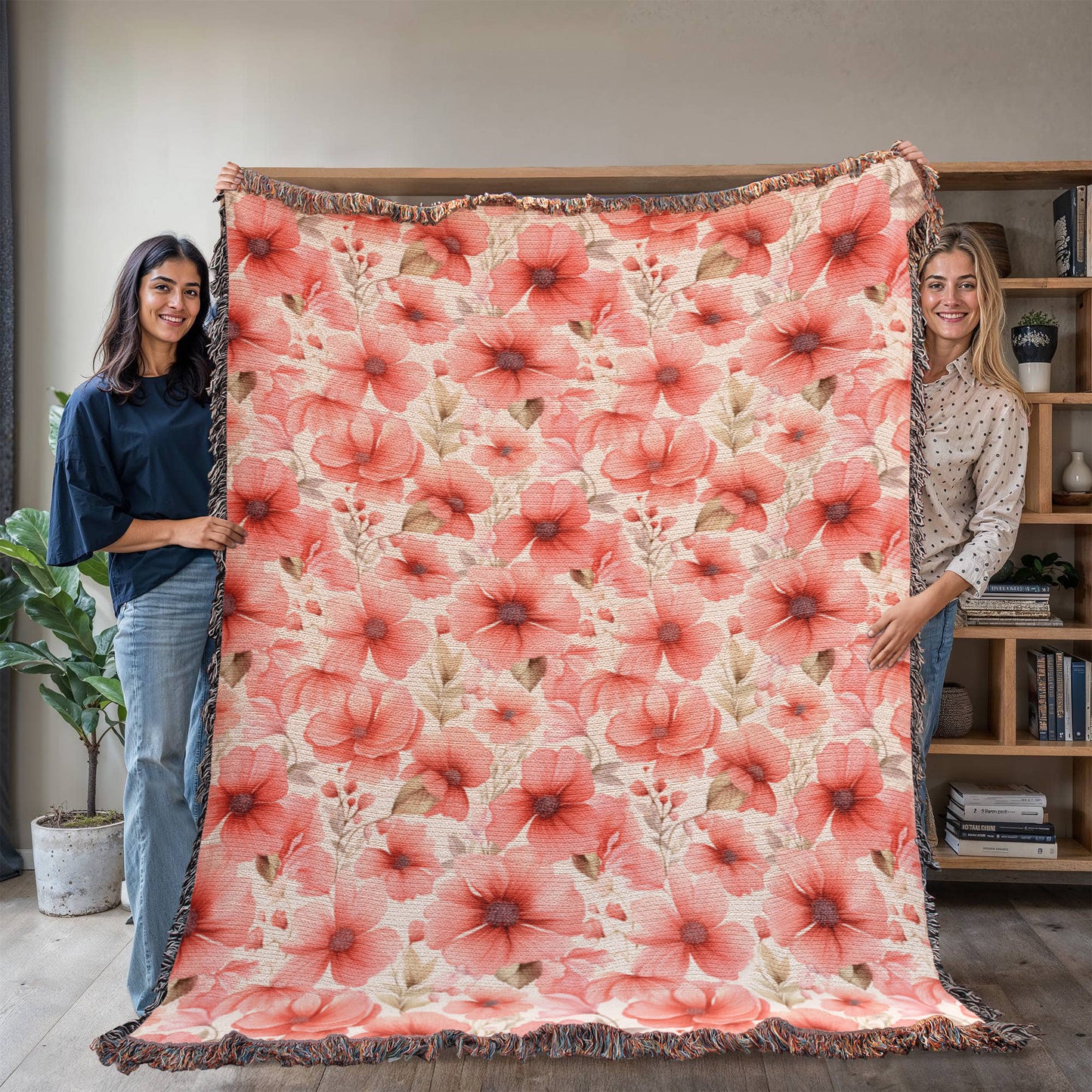 Spring Flowers Pattern 022 - 60" x 80" Heirloom Woven Blanket
