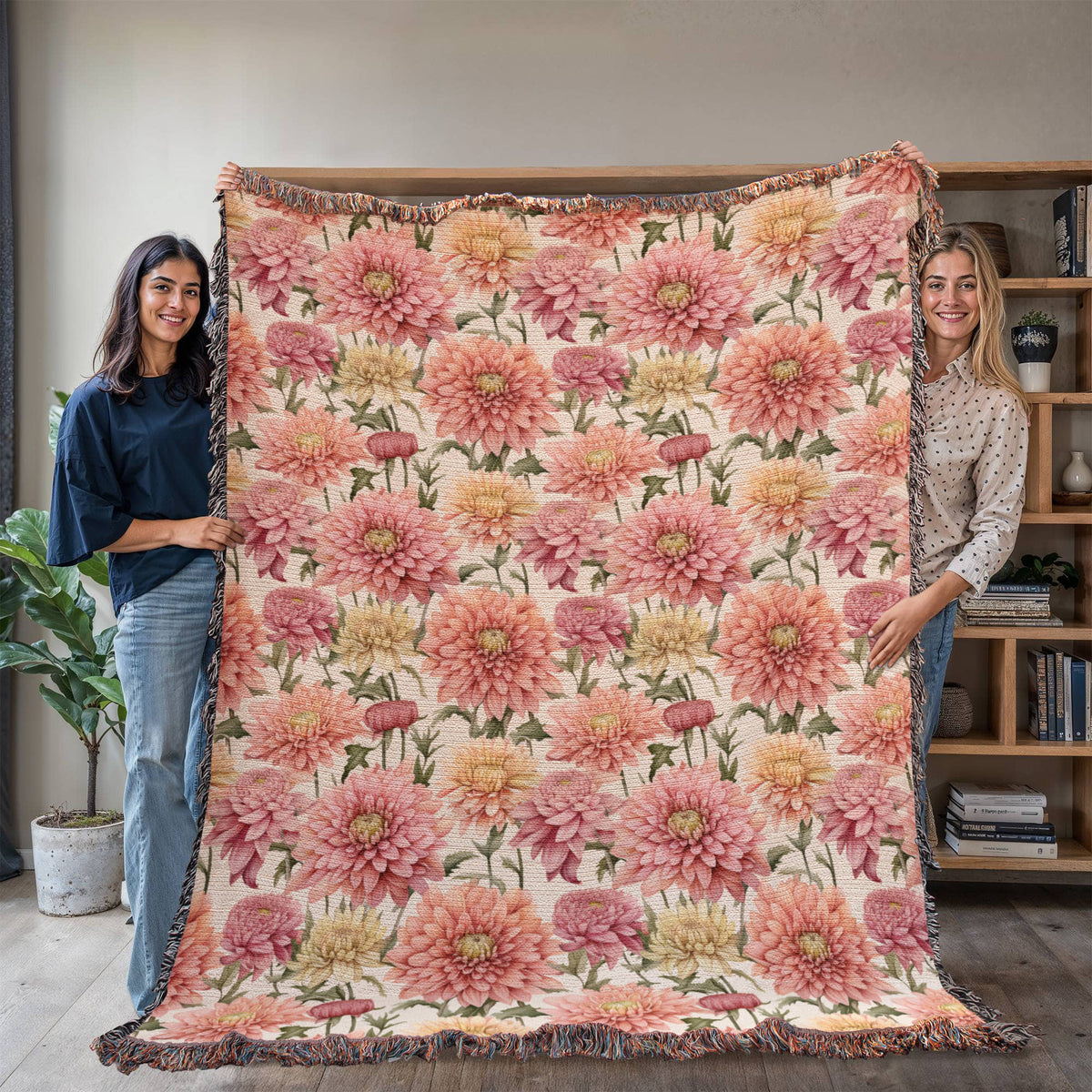 Spring Flowers Pattern 021 - 60" x 80" Heirloom Woven Blanket