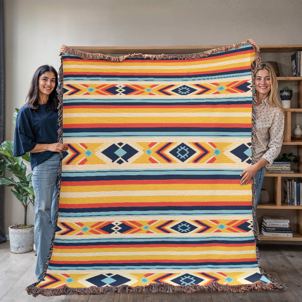 Mexican Textile Pattern 008 - 60" x 80" Heirloom Woven Blanket