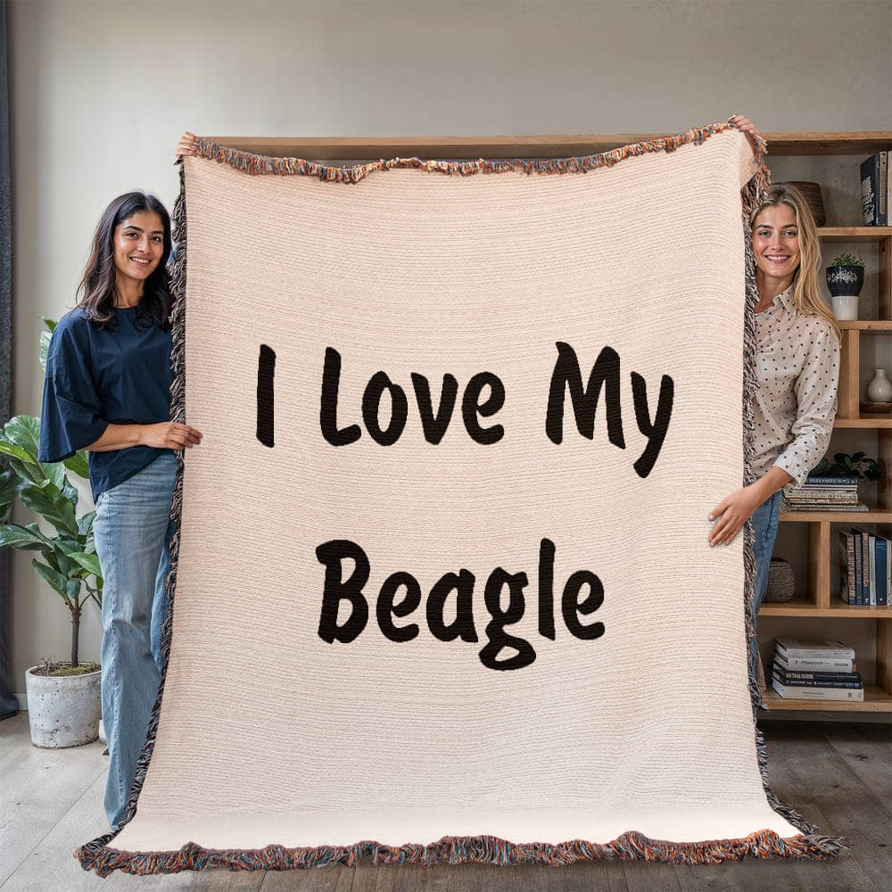 Love My Beagle v4 - 60" x 80" Heirloom Woven Blanket
