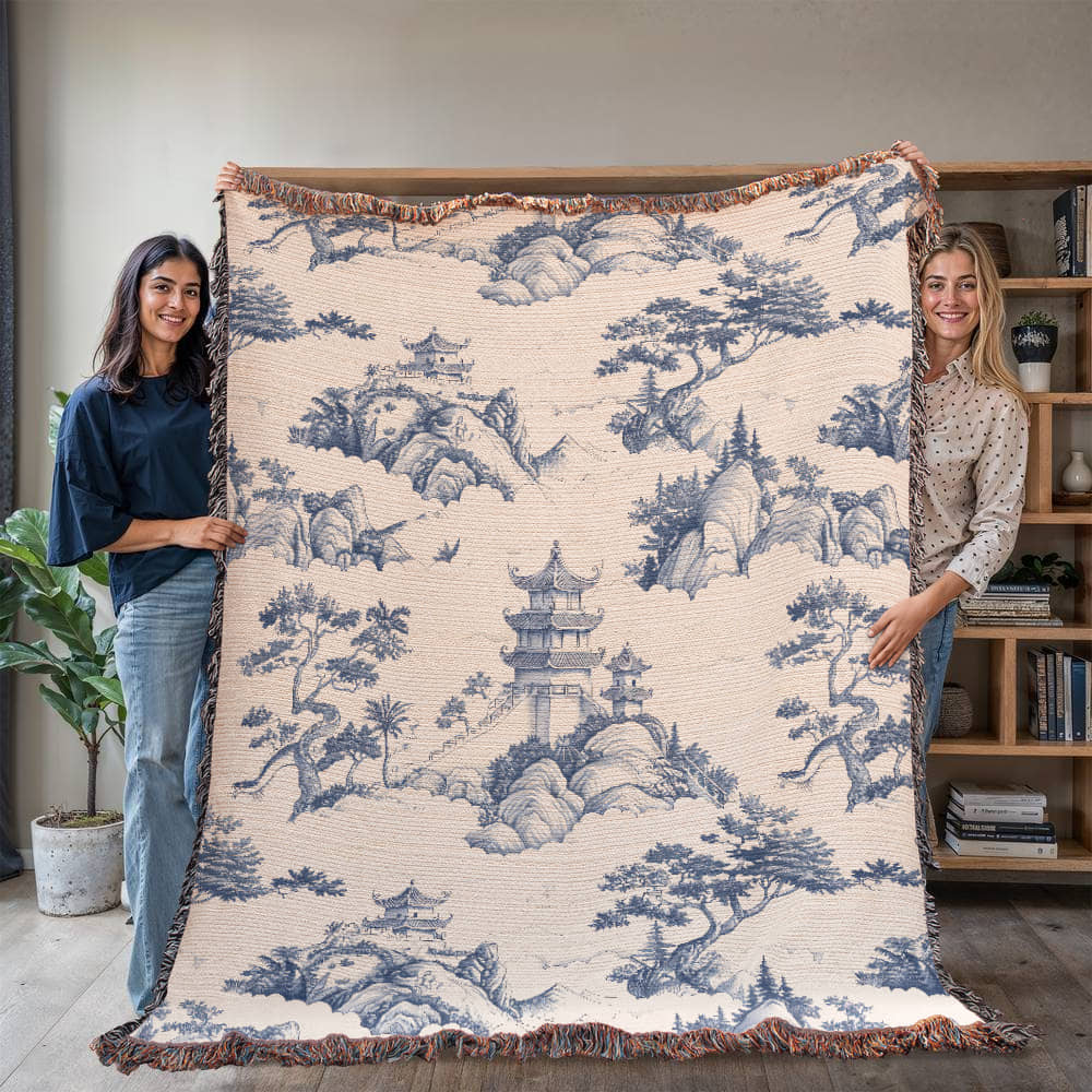 Chinese Ornament Pattern 001 - 60" x 80" Heirloom Woven Blanket