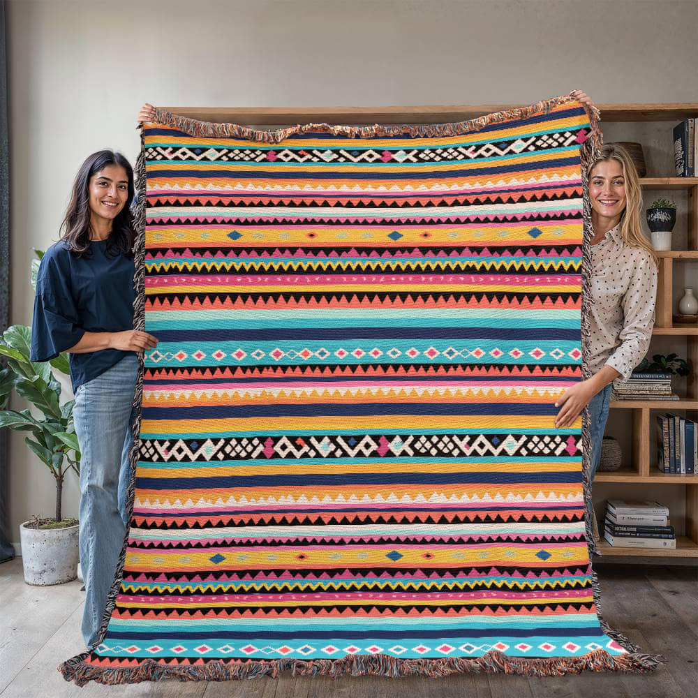Mexican Textile Pattern 003 - 60" x 80" Heirloom Woven Blanket