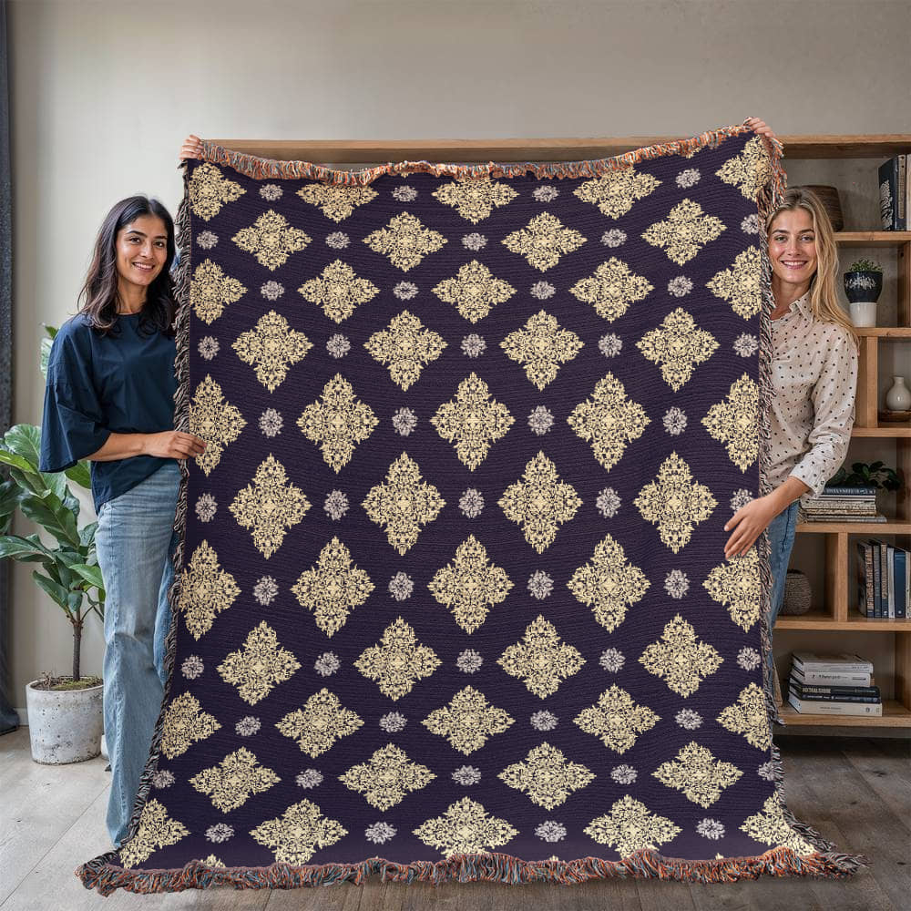 Damask Pattern 031 - 60" x 80" Heirloom Woven Blanket