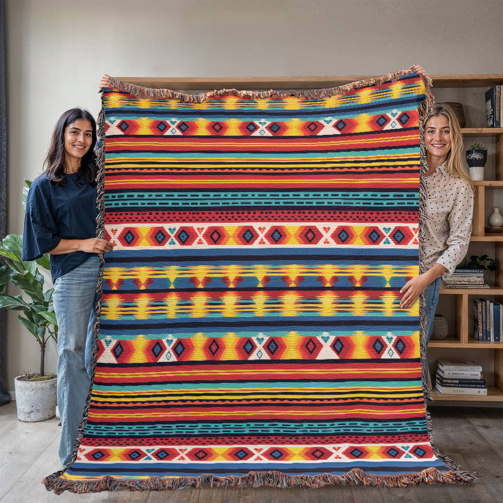 Mexican Textile Pattern 006 - 60" x 80" Heirloom Woven Blanket