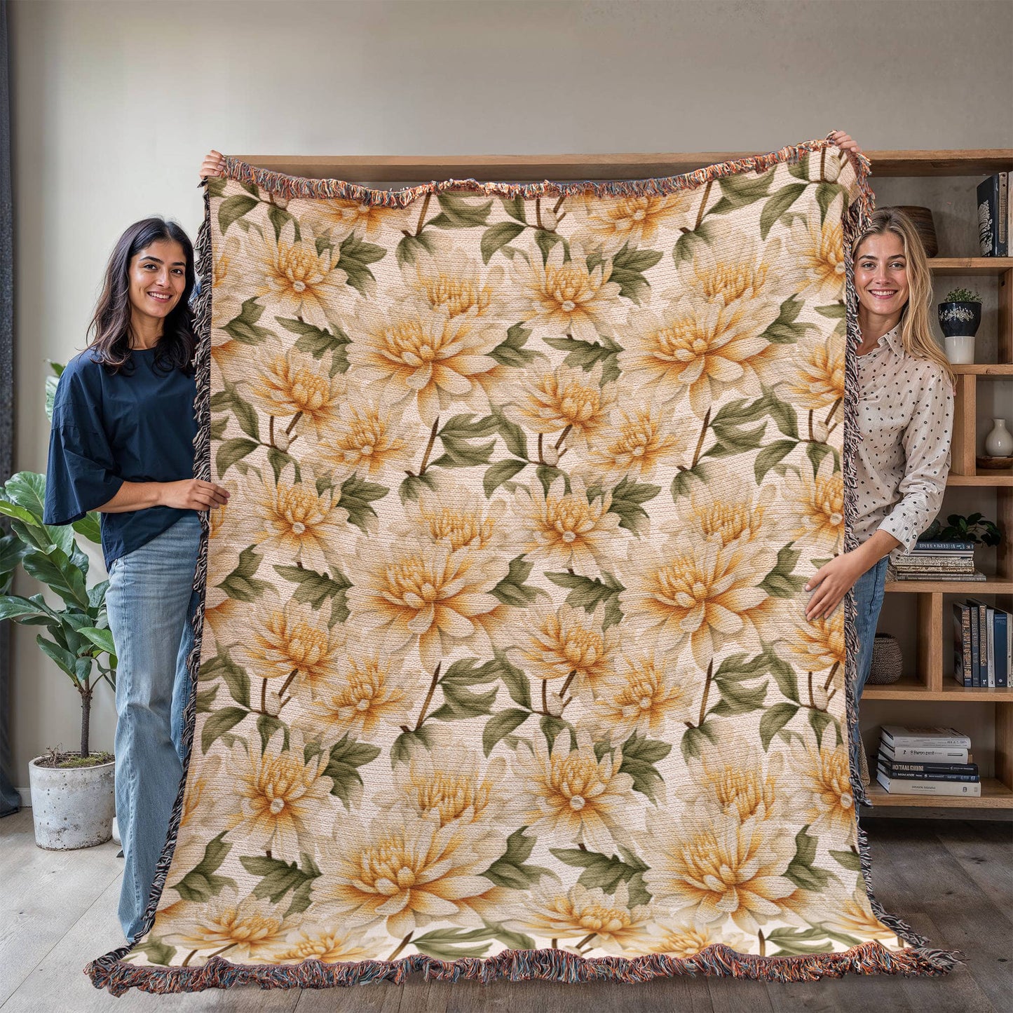 Spring Flowers Pattern 004 - 60" x 80" Heirloom Woven Blanket