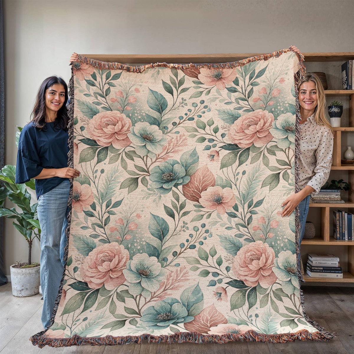 Oversized Floral Pattern 007 - 60" x 80" Heirloom Woven Blanket