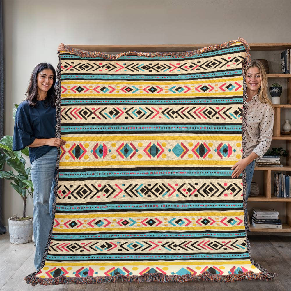 Mexican Textile Pattern 001 - 60" x 80" Heirloom Woven Blanket