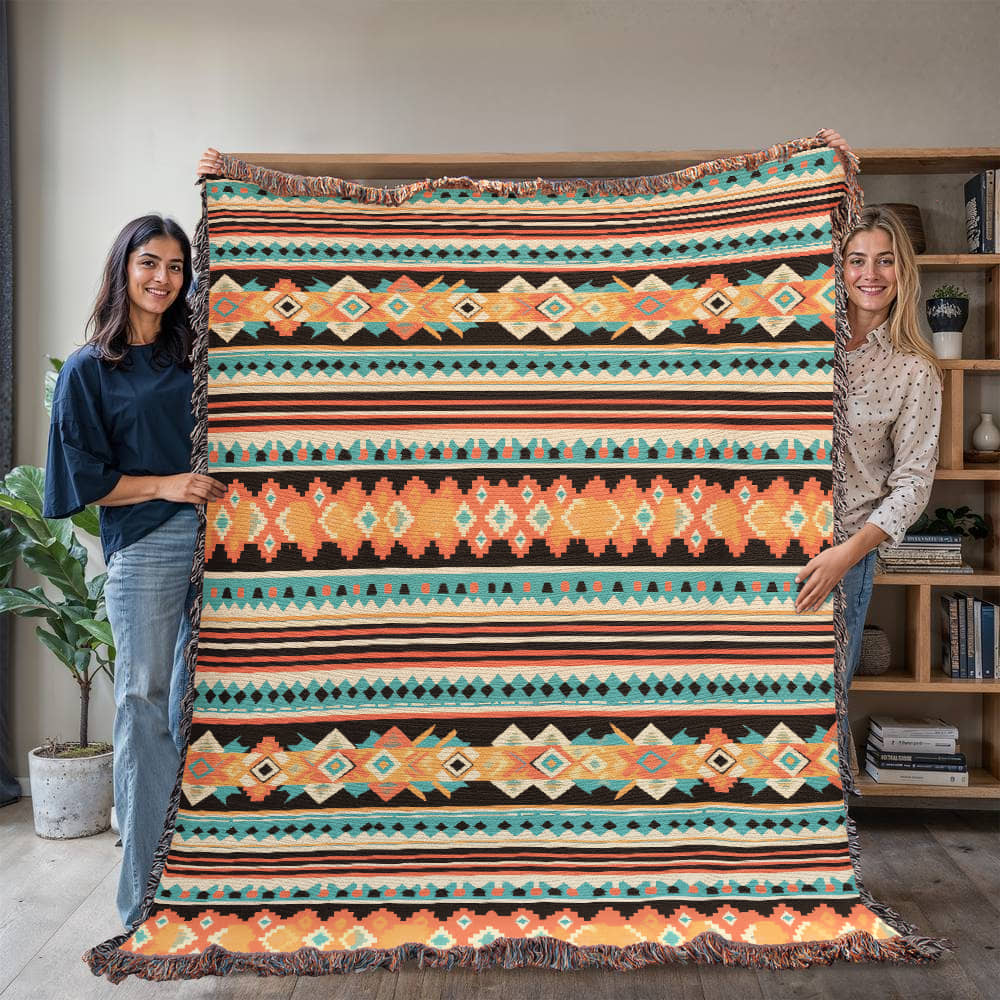 Mexican Textile Pattern 002 - 60" x 80" Heirloom Woven Blanket