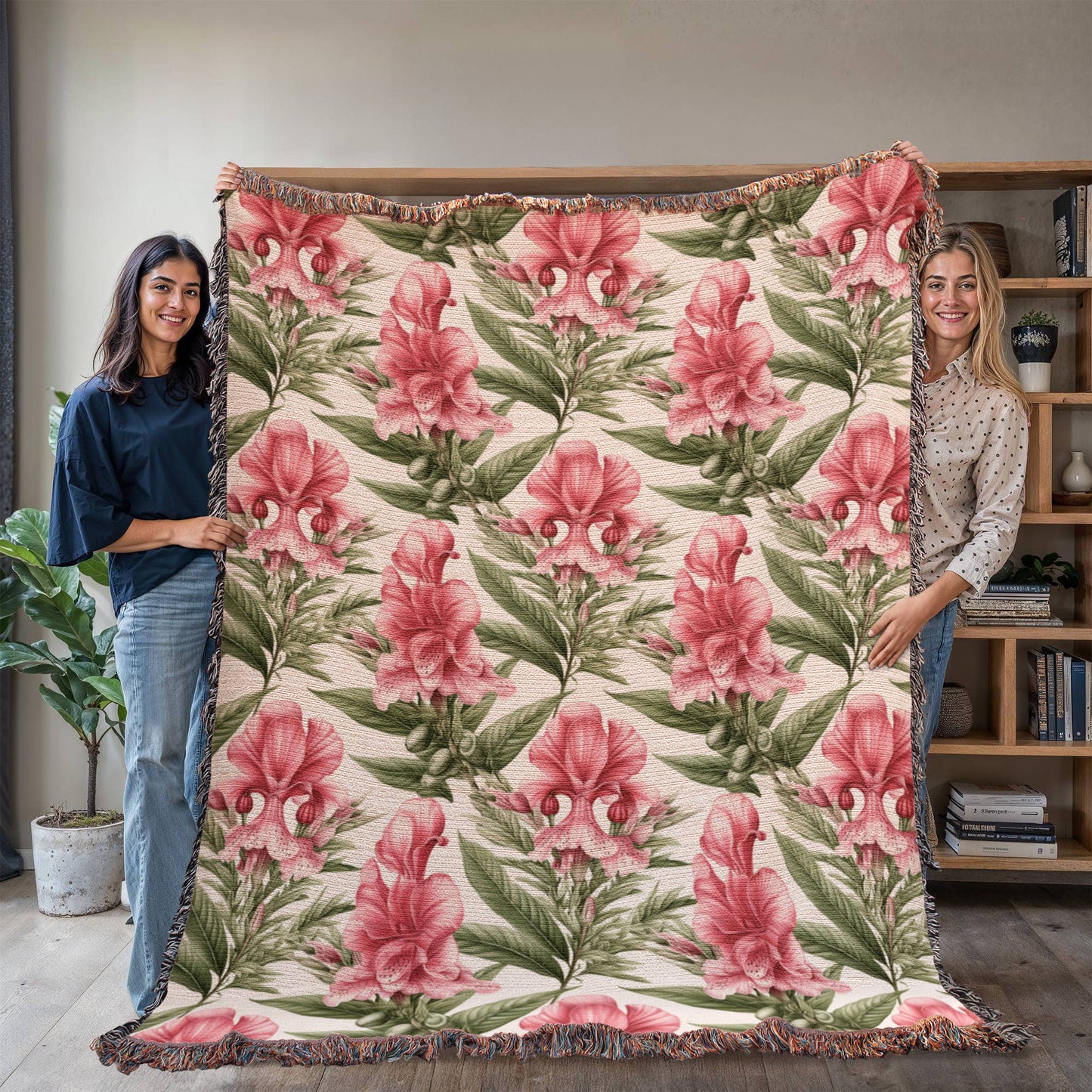 Spring Flowers Pattern 011 - 60" x 80" Heirloom Woven Blanket