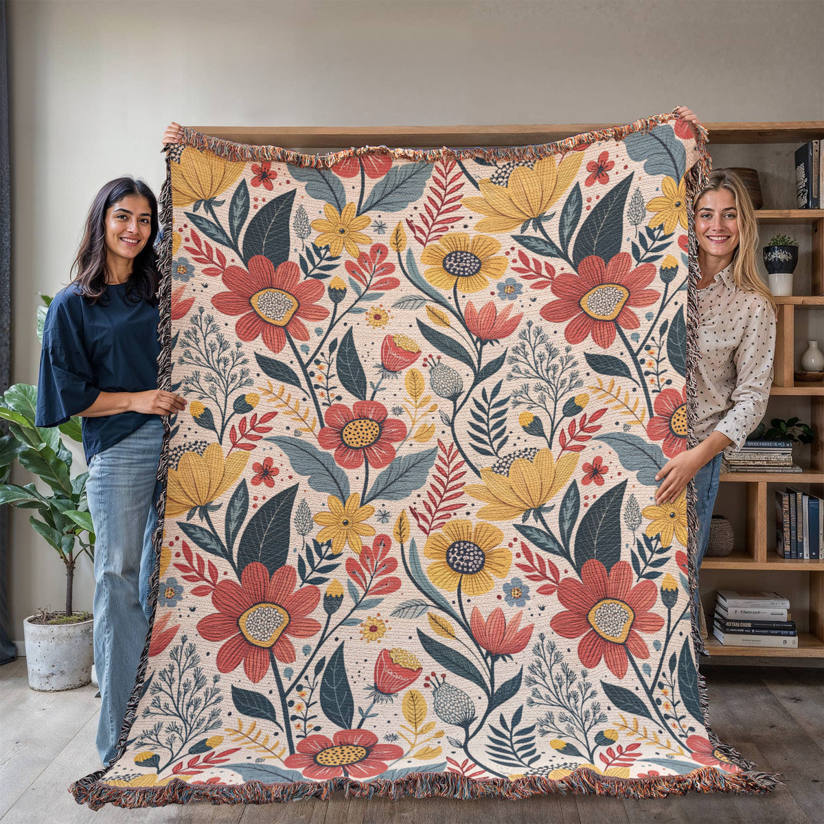 Oversized Floral Pattern 012 - 60" x 80" Heirloom Woven Blanket