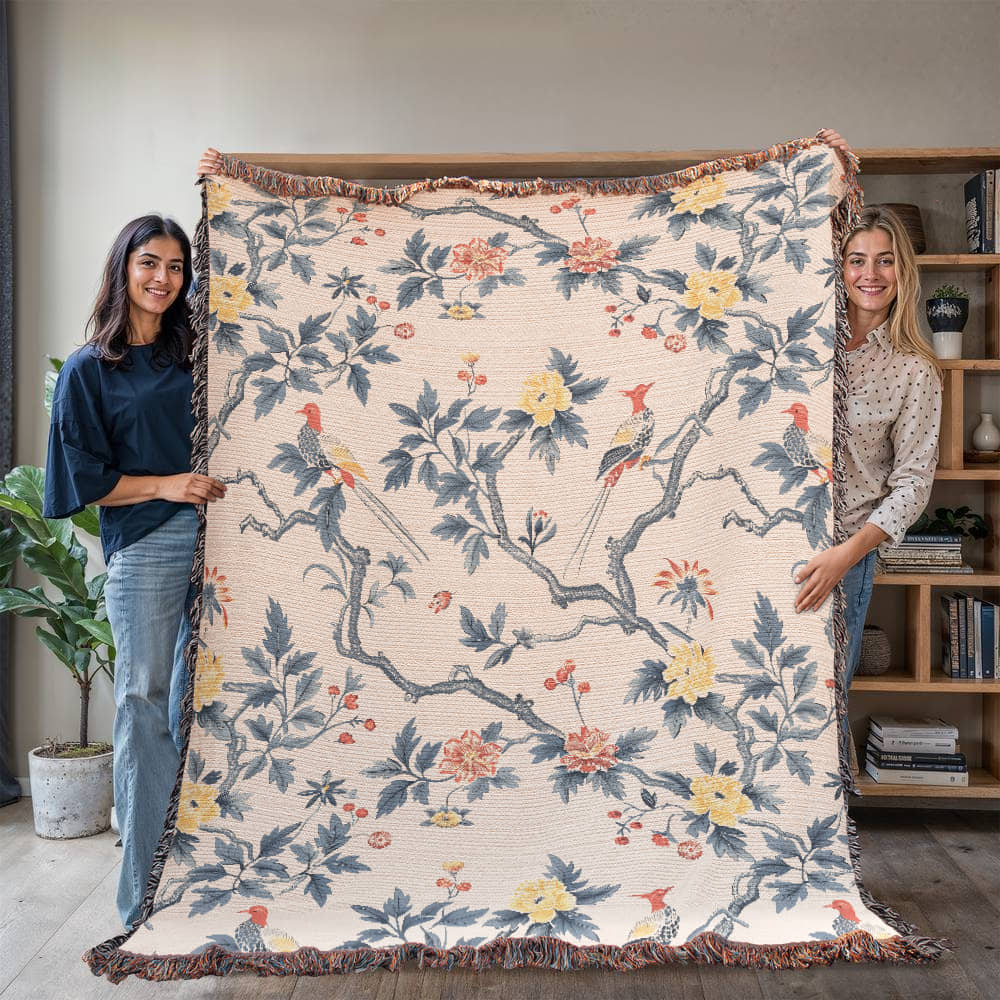 Chinoiserie Pattern 010 - 60" x 80" Heirloom Woven Blanket