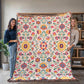 Mexican Floral Fiesta Pattern 027 - 60" x 80" Heirloom Woven Blanket