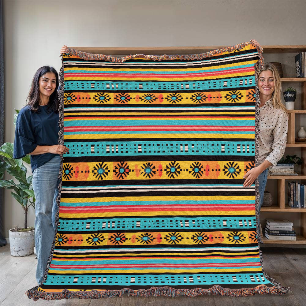 Mexican Textile Pattern 005 - 60" x 80" Heirloom Woven Blanket