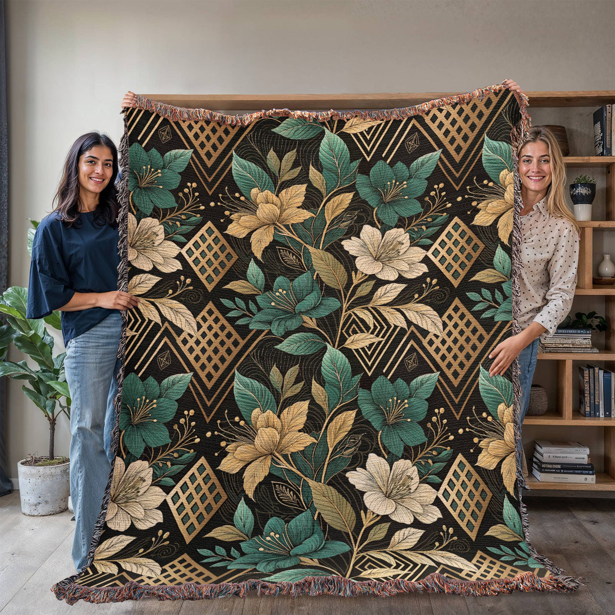 Oversized Floral Pattern 029 - 60" x 80" Heirloom Woven Blanket
