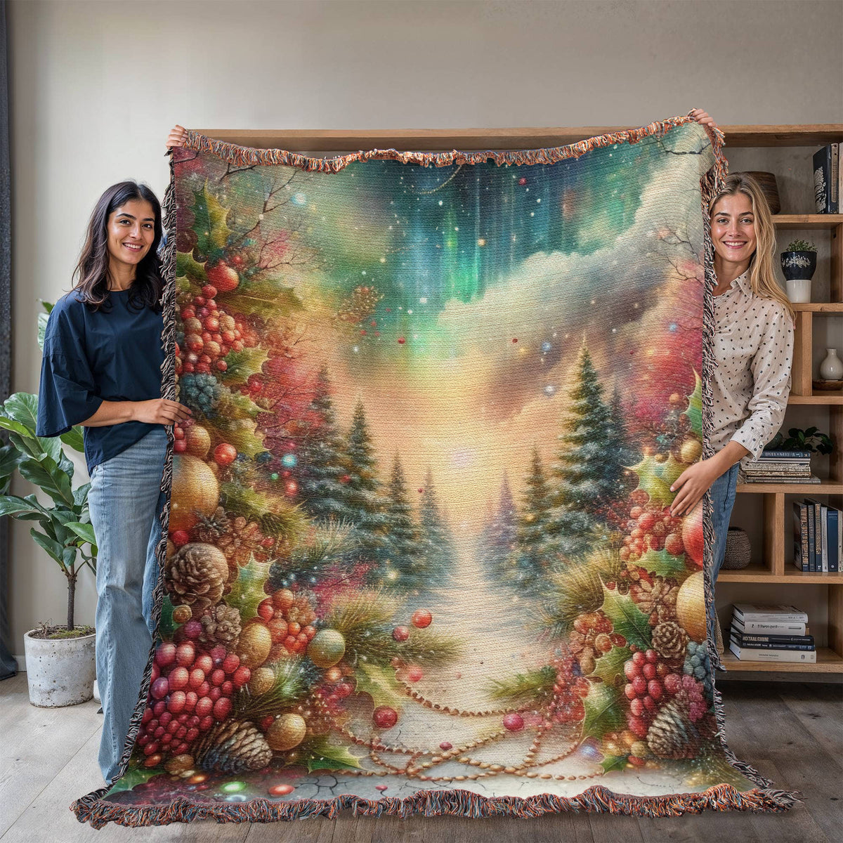 Festive Christmas Winter Scene 004 - 60" x 80" Heirloom Woven Blanket