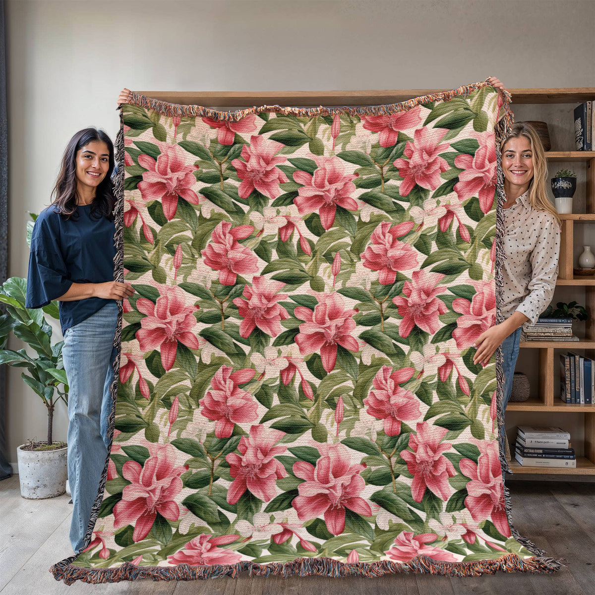 Spring Flowers Pattern 006 - 60" x 80" Heirloom Woven Blanket