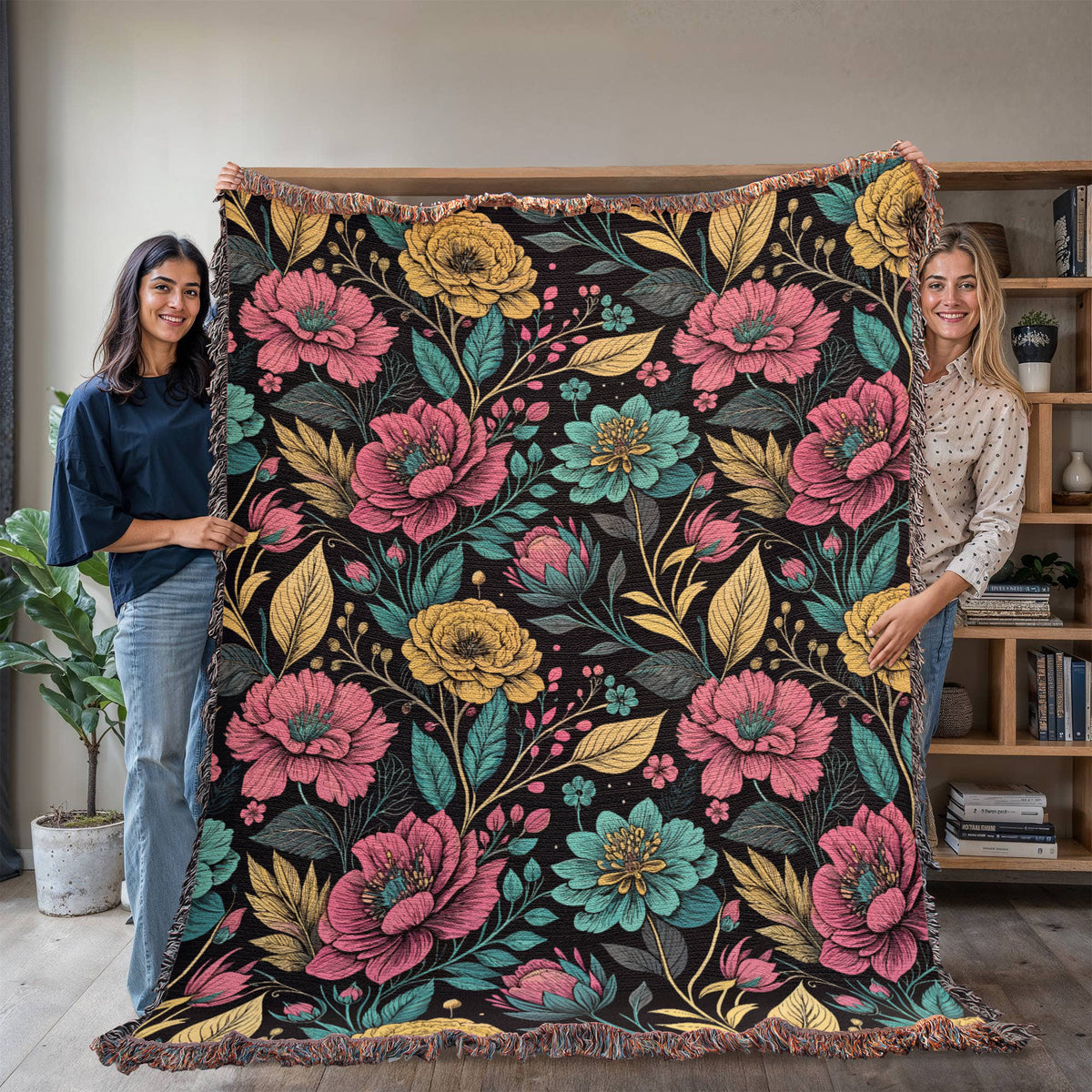 Oversized Floral Pattern 019 - 60" x 80" Heirloom Woven Blanket