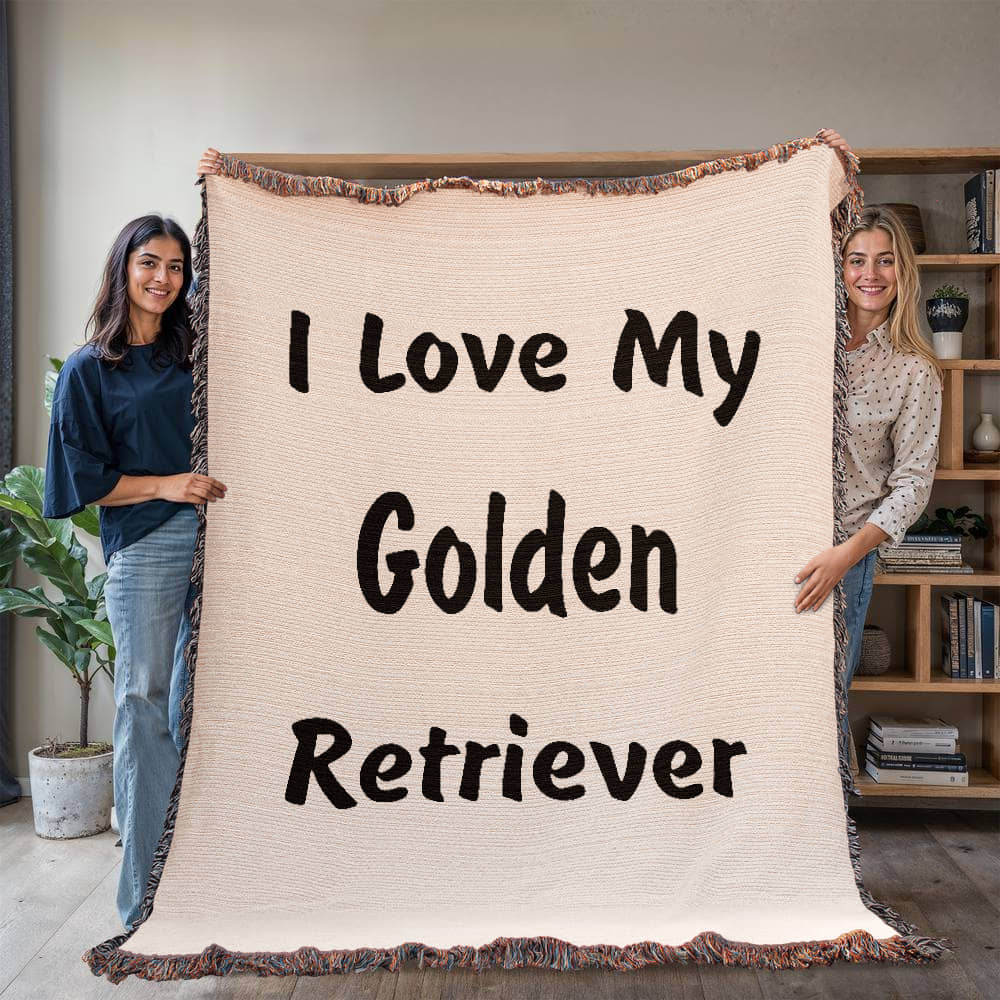 Love My Golden Retriever v4 - 60" x 80" Heirloom Woven Blanket