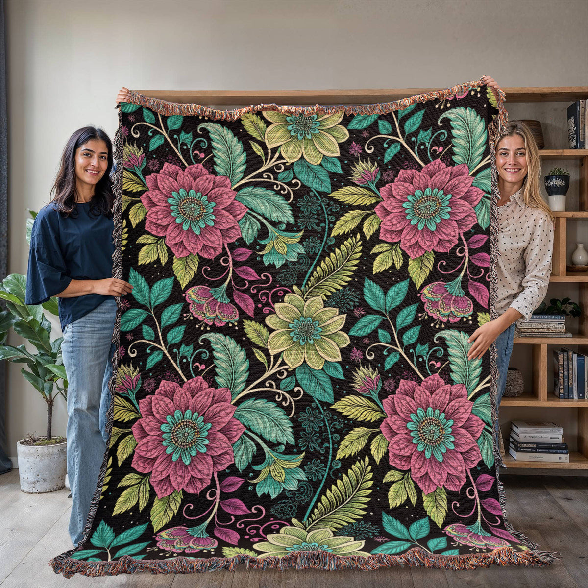 Oversized Floral Pattern 027 - 60" x 80" Heirloom Woven Blanket