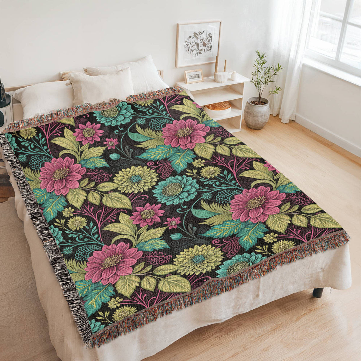 Oversized Floral Pattern 018 - 60" x 80" Heirloom Woven Blanket