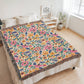 Mexican Floral Fiesta Pattern 003 - 60" x 80" Heirloom Woven Blanket