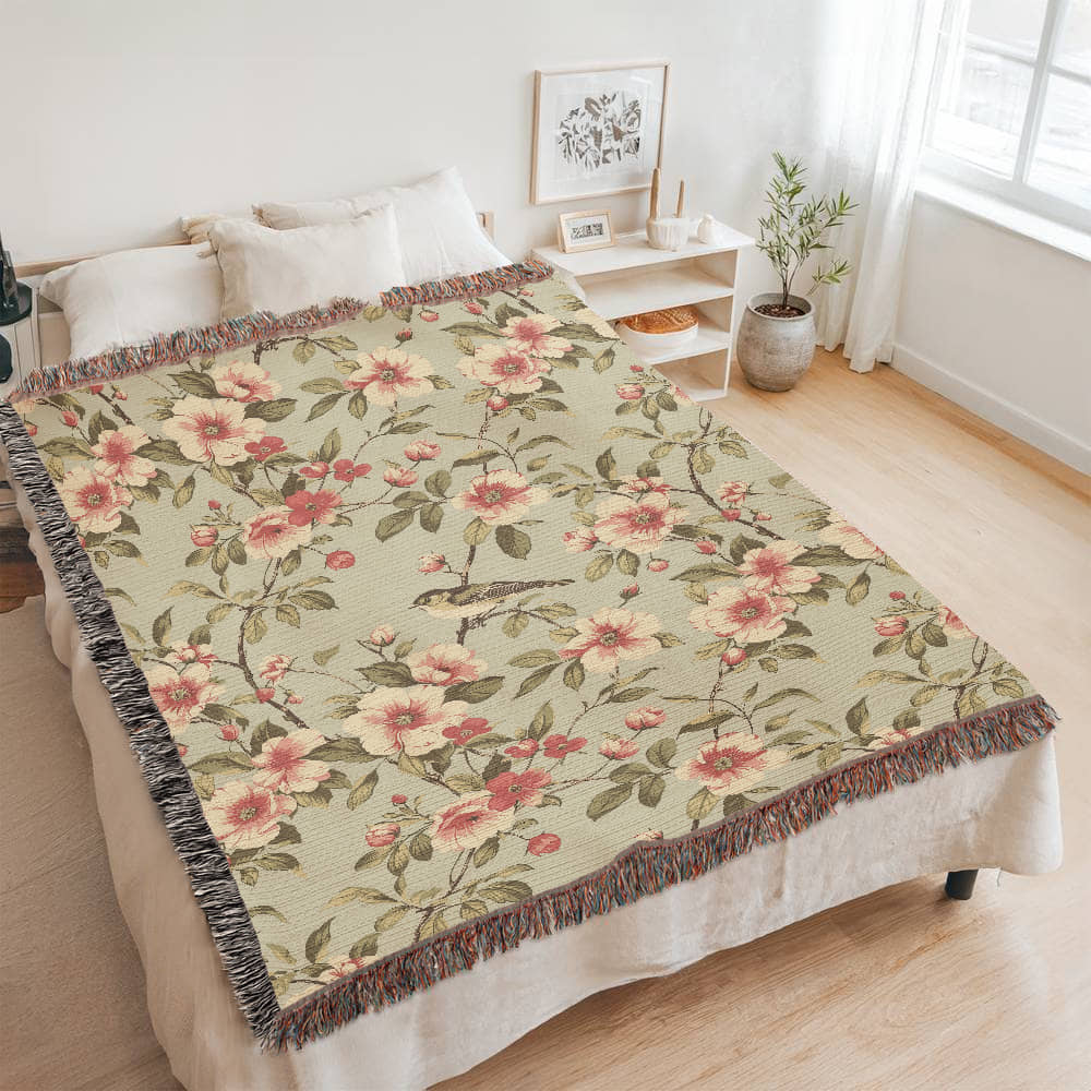 Chinoiserie Pattern 025 - 60" x 80" Heirloom Woven Blanket