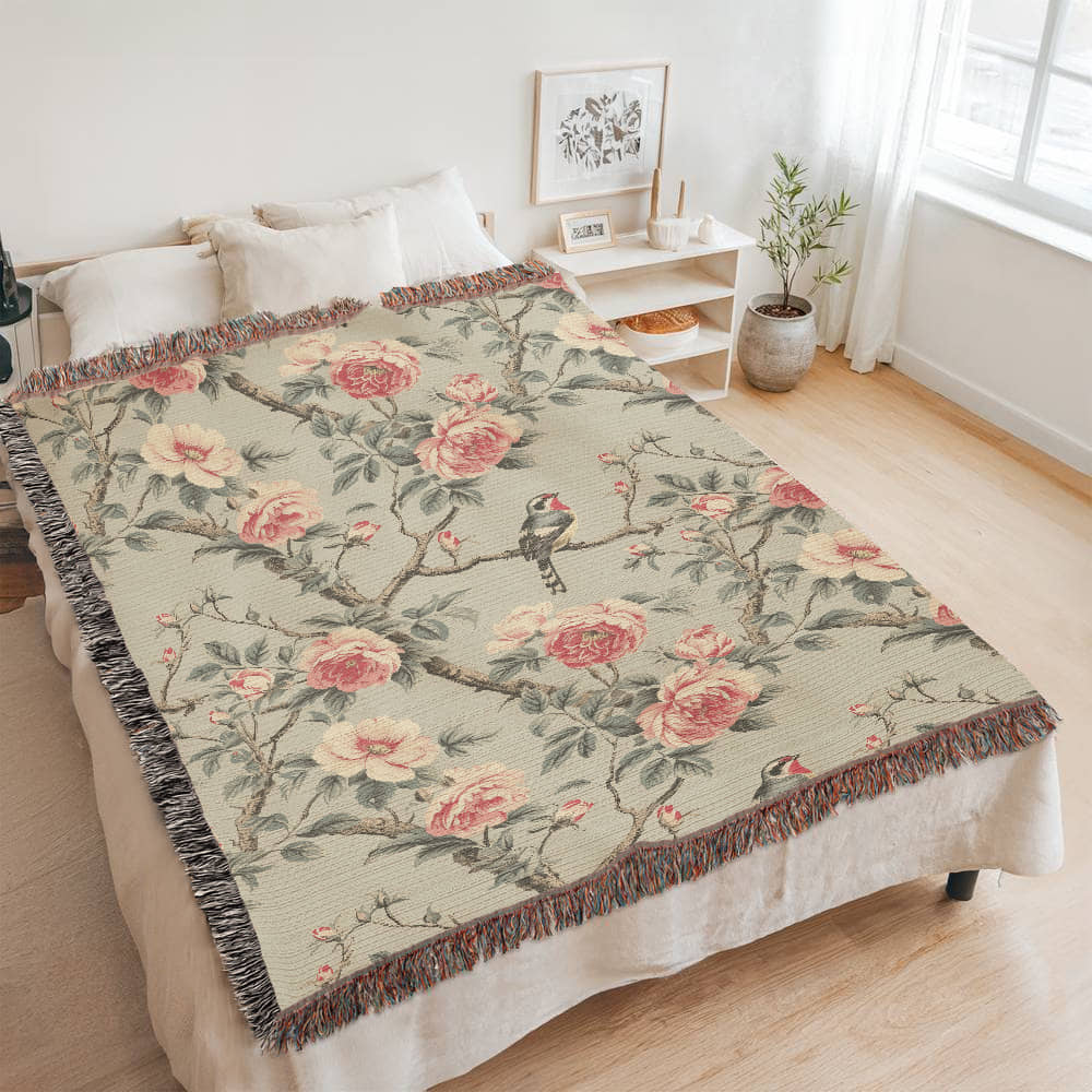 Chinoiserie Pattern 028 - 60" x 80" Heirloom Woven Blanket