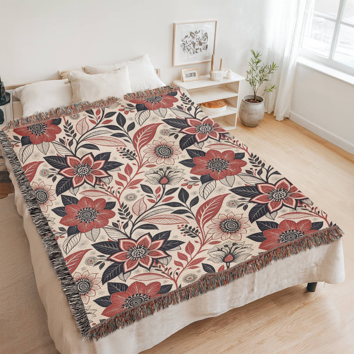 Oversized Floral Pattern 004 - 60" x 80" Heirloom Woven Blanket