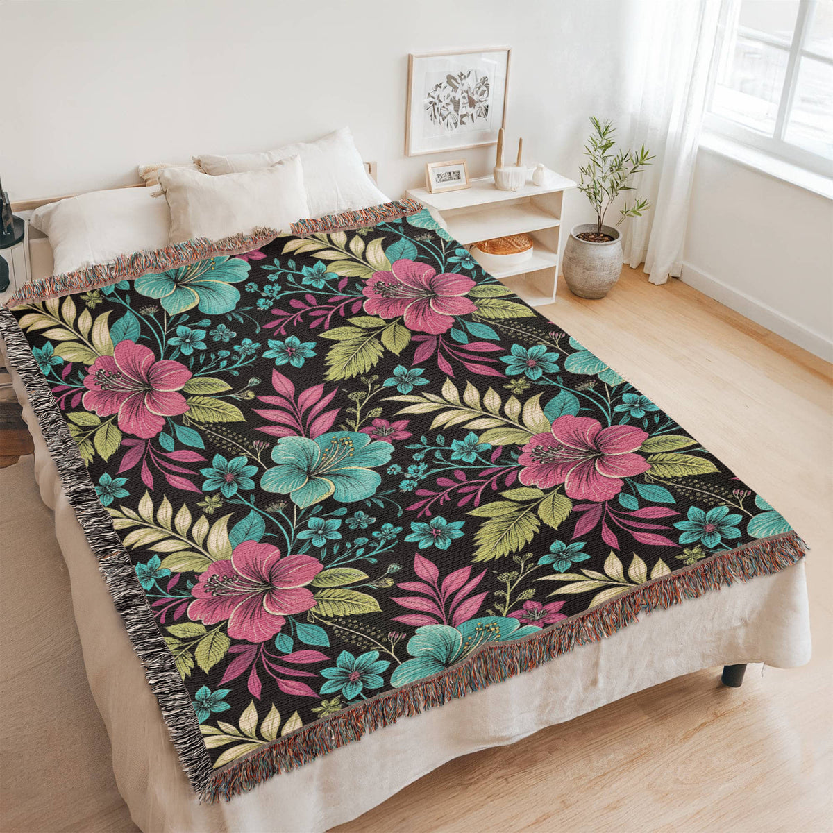 Oversized Floral Pattern 021 - 60" x 80" Heirloom Woven Blanket