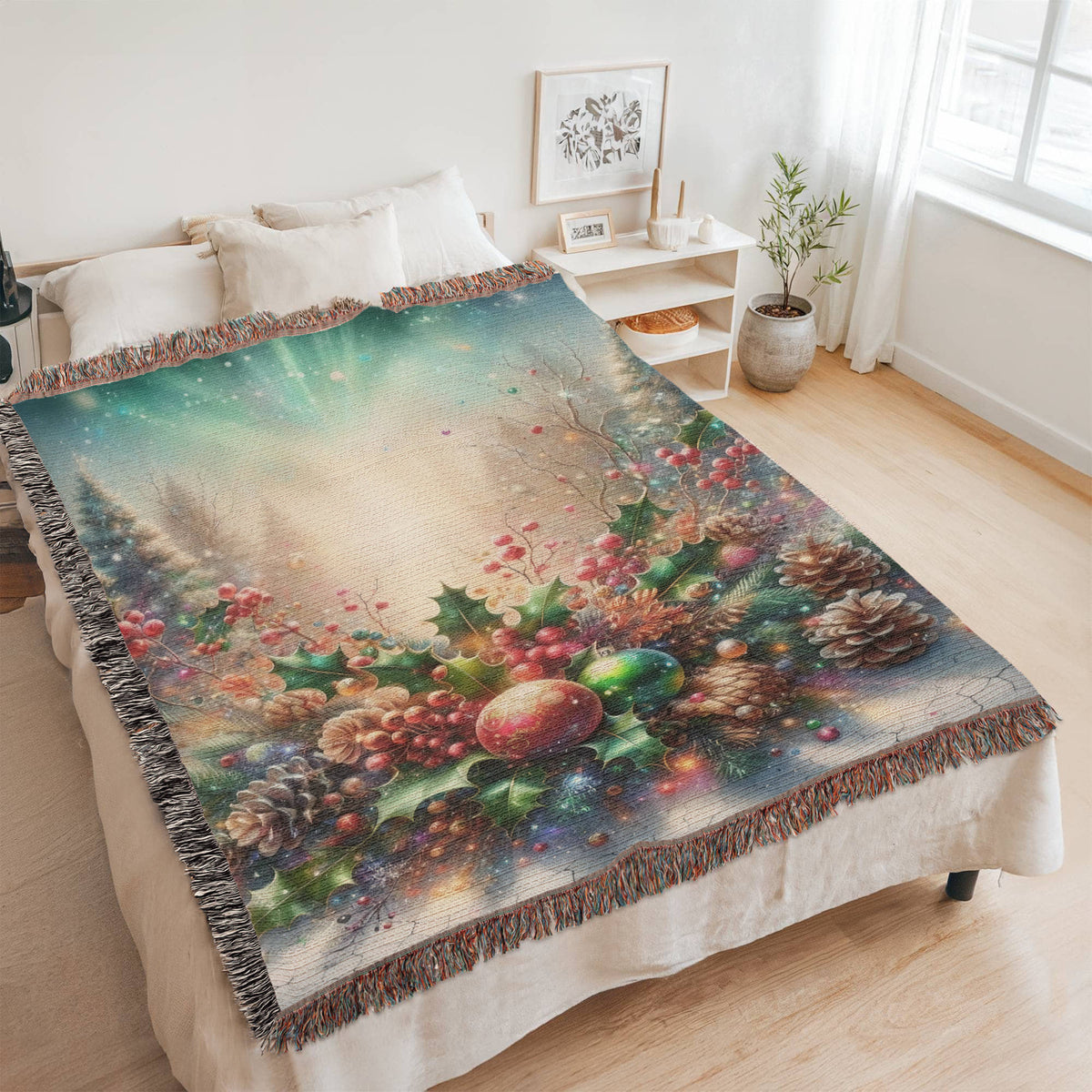 Festive Christmas Winter Scene 012 - 60" x 80" Heirloom Woven Blanket