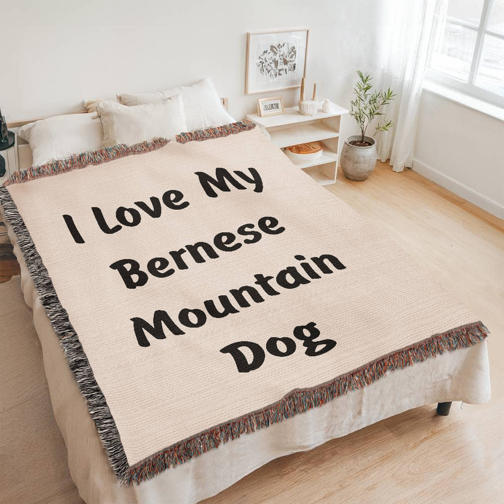 Love My Bernese Mountain Dog v4 - 60" x 80" Heirloom Woven Blanket