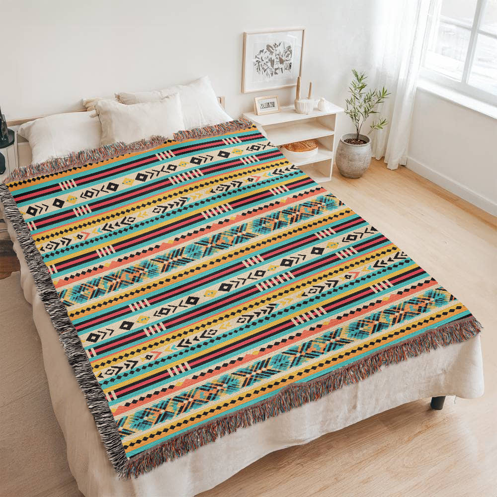 Mexican Textile Pattern 010 - 60" x 80" Heirloom Woven Blanket