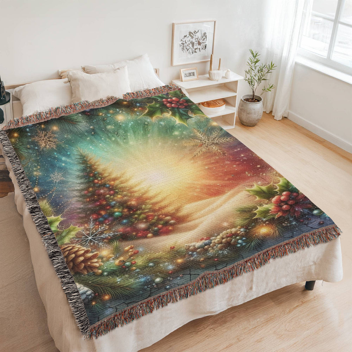 Festive Christmas Winter Scene 005 - 60" x 80" Heirloom Woven Blanket