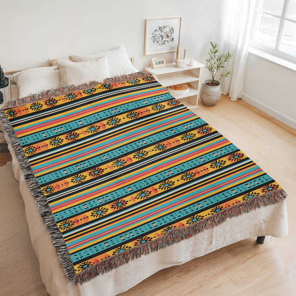 Mexican Textile Pattern 005 - 60" x 80" Heirloom Woven Blanket