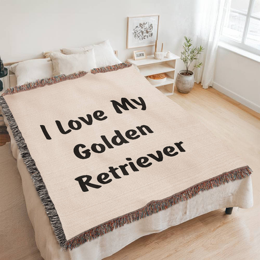 Love My Golden Retriever v4 - 60" x 80" Heirloom Woven Blanket