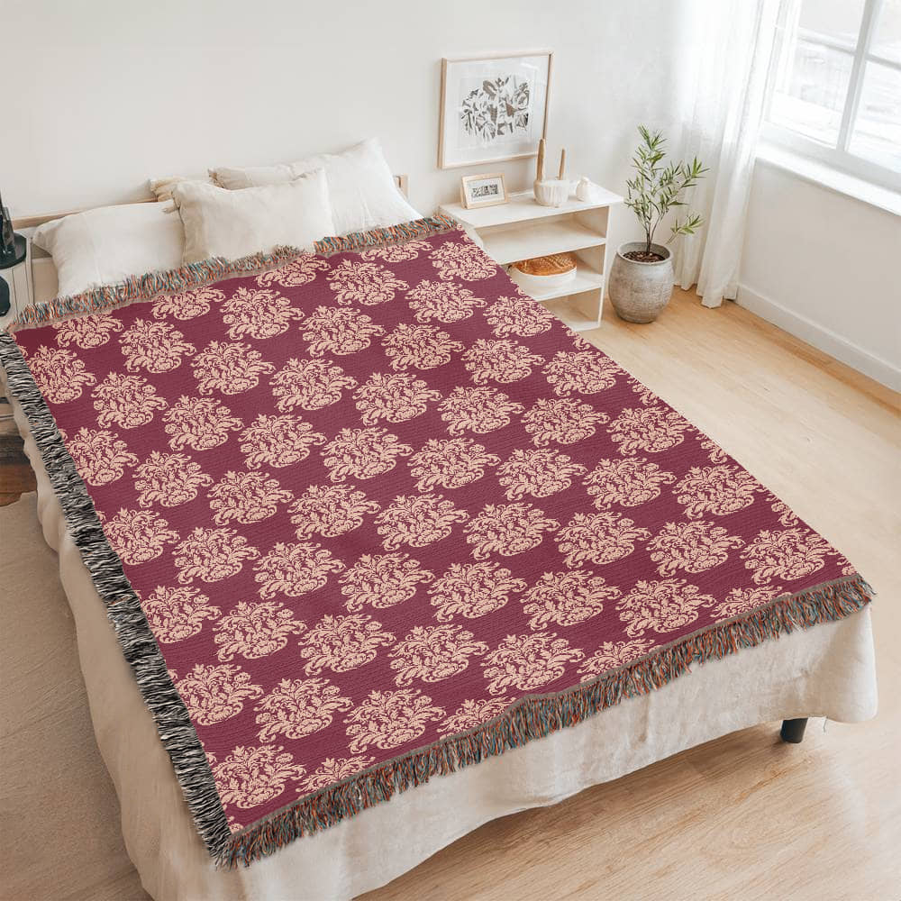 Damask Pattern 021 - 60" x 80" Heirloom Woven Blanket