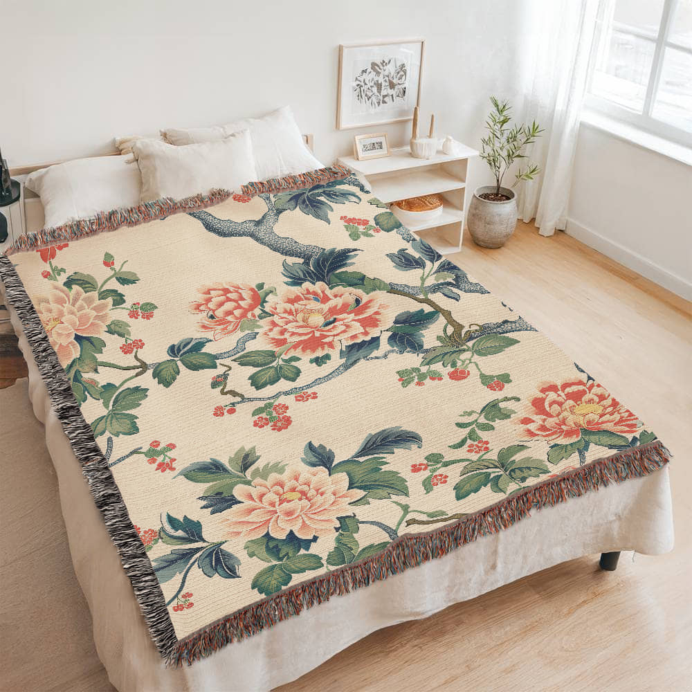 Chinoiserie Pattern 016 - 60" x 80" Heirloom Woven Blanket