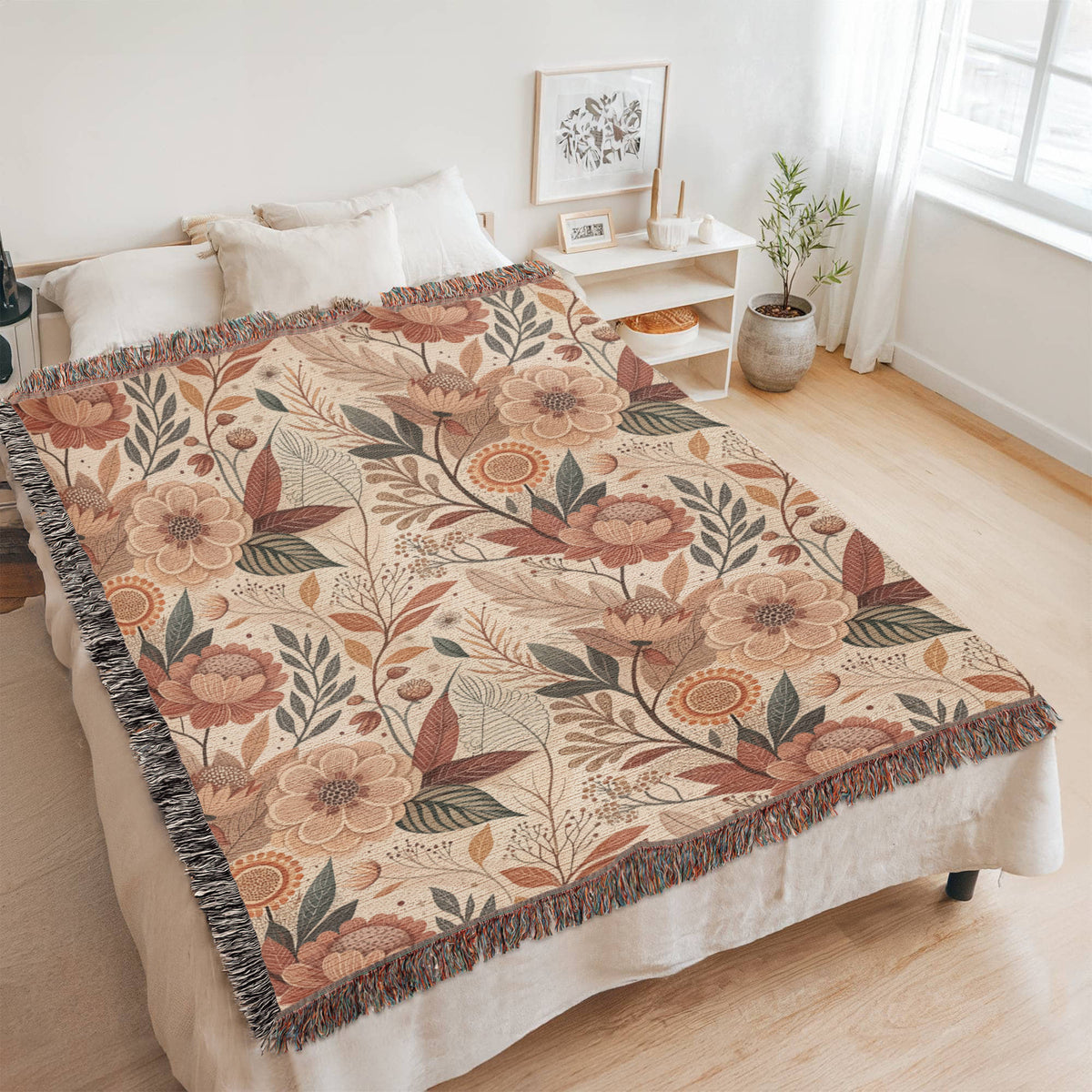 Oversized Floral Pattern 015 - 60" x 80" Heirloom Woven Blanket
